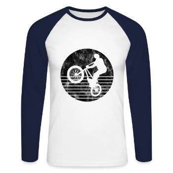 BMX Bike Bike Retro Gift Bicycle Motocross - Unisex Long Sleeve Baseball T-Shirt - white/navy - Front - Nik (191cm)