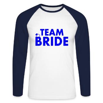 Team bride - T-shirt baseball manches longues Homme - blanc/marine - Devant - Nik (191cm)