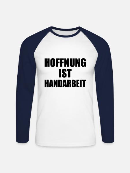 hoffnung ist handarbeit - Unisex Baseballshirt langarm - Weiß/Navy