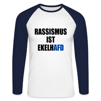 rassismus ist ekelhafd - Unisex Baseballshirt langarm - Weiß/Navy - Vorne - Nik (191cm)