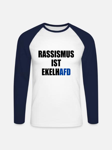 rassismus ist ekelhafd - Unisex Baseballshirt langarm - Weiß/Navy