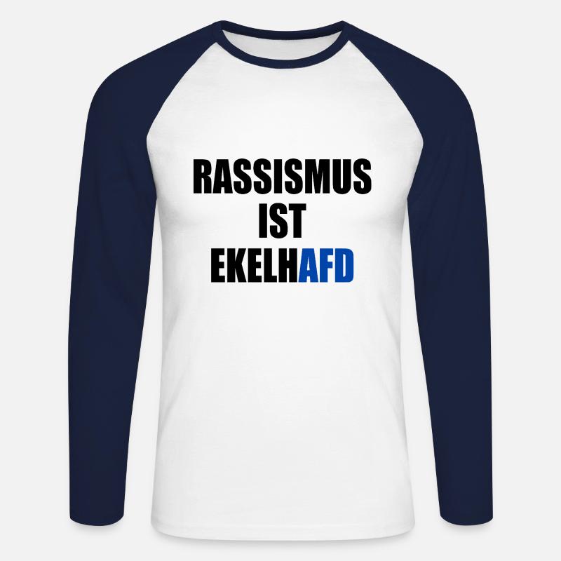 rassismus ist ekelhafd - Unisex Baseballshirt langarm - Weiß/Navy
