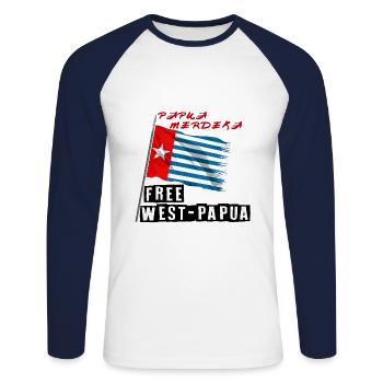 Free Papua, Papua merdeka - Unisex Long Sleeve Baseball T-Shirt - white/navy - Front - Nik (191cm)