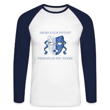 no one can wear a mask in the long run - Unisex Long Sleeve Baseball T-Shirt - white/navy - Front - Nik (191cm)