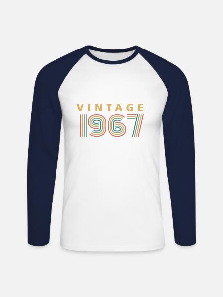 millésime 1967 - T-shirt baseball manches longues Homme - blanc/marine