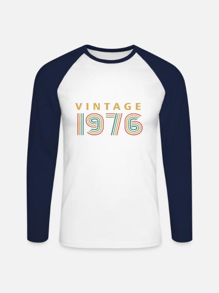 millésime 1976 - T-shirt baseball manches longues Homme - blanc/marine