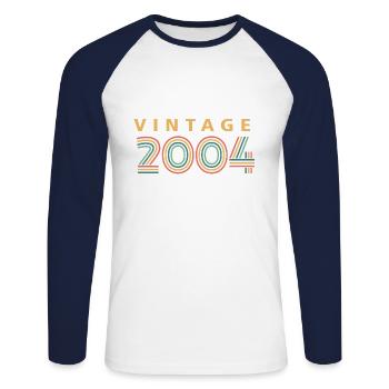 millésime 2004 - T-shirt baseball manches longues Homme - blanc/marine - Devant - Nik (191cm)