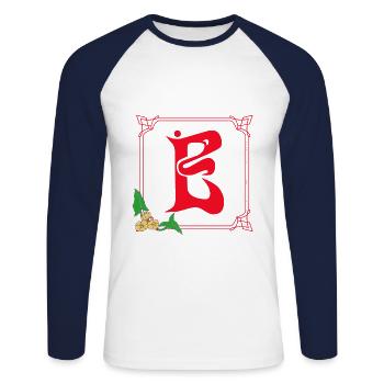 Art Nouveau E Rouge - T-shirt baseball manches longues Homme - blanc/marine - Devant - Nik (191cm)