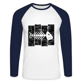 for anglers, fishermen and children | Pisces - Unisex Long Sleeve Baseball T-Shirt - white/navy - Front - Nik (191cm)