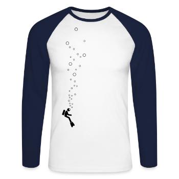 Taucher tauchen Apnoe Sporttaucher Wasser Meer - Unisex Baseballshirt langarm - Weiß/Navy - Vorne - Nik (191cm)