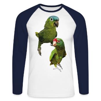 Amazon parrots - Unisex Long Sleeve Baseball T-Shirt - white/navy - Front - Nik (191cm)
