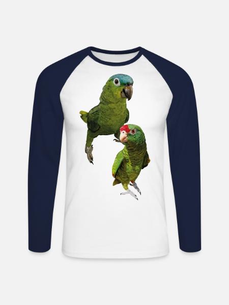Amazon parrots - Unisex Long Sleeve Baseball T-Shirt - white/navy