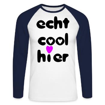 echt cool hier herz schwarz pink - Unisex Baseballshirt langarm - Weiß/Navy - Vorne - Nik (191cm)