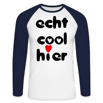 echt cool hier herz schwarz rot - Unisex Baseballshirt langarm - Weiß/Navy - Vorne - Nik (191cm)