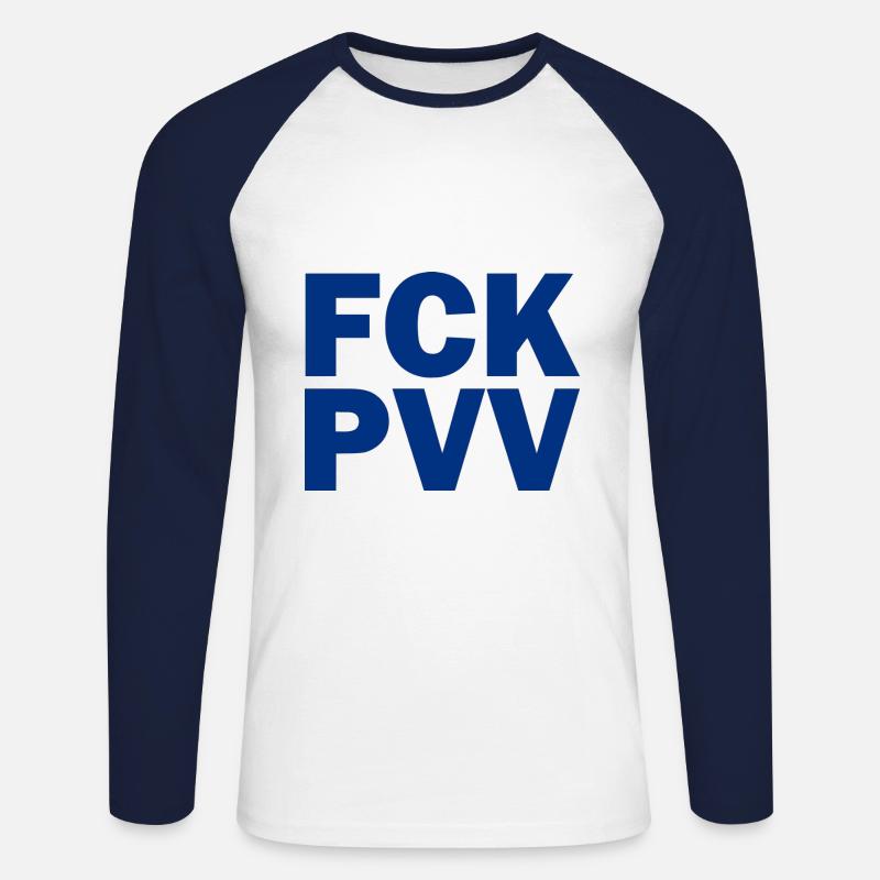 Fck pvv - Unisex Baseballshirt langarm - Weiß/Navy