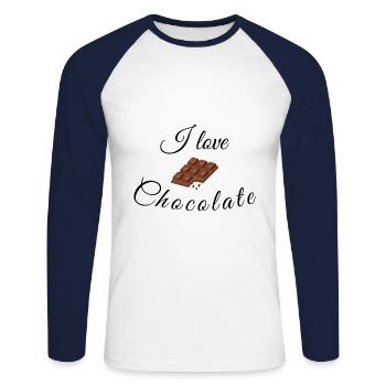 I love Chocolate Gift Idea Snack Chocolate - Unisex Long Sleeve Baseball T-Shirt - white/navy - Front - Nik (191cm)