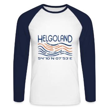 Heligoland GPS coordinates North Sea Island Lange Anna - Unisex Long Sleeve Baseball T-Shirt - white/navy - Front - Nik (191cm)