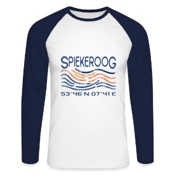 Spiekeroog Nordsee Insel GPS Koordinaten - Unisex Baseballshirt langarm - Weiß/Navy - Vorne - Nik (191cm)