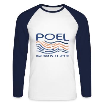 Poel Island Baltic Sea GPS coordinates - Unisex Long Sleeve Baseball T-Shirt - white/navy - Front - Nik (191cm)