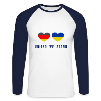 United we stand Germany and Ukraine - Unisex Long Sleeve Baseball T-Shirt - white/navy - Front - Nik (191cm)