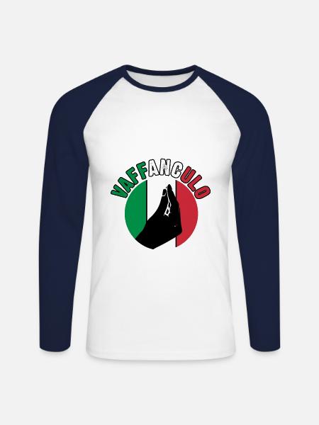 Italy Italian Vaffanculo - Unisex Long Sleeve Baseball T-Shirt - white/navy