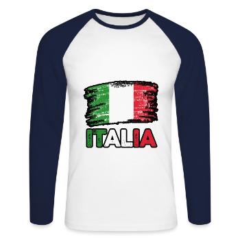 Italia Italian Italian Italy - Unisex Long Sleeve Baseball T-Shirt - white/navy - Front - Nik (191cm)