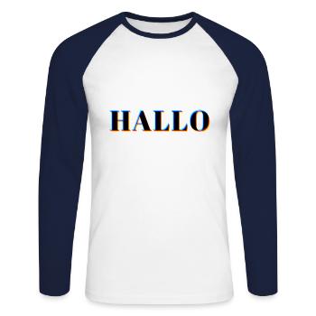 HELLO NEON - Unisex Long Sleeve Baseball T-Shirt - white/navy - Front - Nik (191cm)