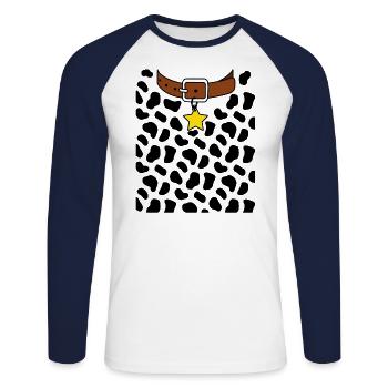 Halloween Dalmatian Dog Costume Humour - T-shirt baseball manches longues Homme - blanc/marine - Devant - Nik (191cm)
