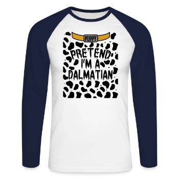 Halloween Dalmatian Dog Costume Dog Owner - T-shirt baseball manches longues Homme - blanc/marine - Devant - Nik (191cm)