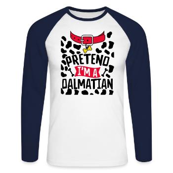 Halloween Dalmatian Dog Costume Dog Owner - T-shirt baseball manches longues Homme - blanc/marine - Devant - Nik (191cm)