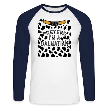 Halloween Dalmatian Dog Costume Dog Owner - T-shirt baseball manches longues Homme - blanc/marine - Devant - Nik (191cm)