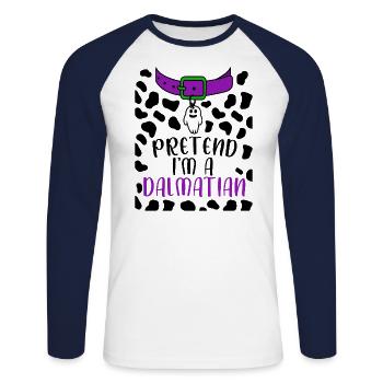 Halloween Dalmatian Dog Costume Dog Owner - T-shirt baseball manches longues Homme - blanc/marine - Devant - Nik (191cm)