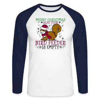 Merry Christmas Squirrel Humor Funny Witty - Unisex Long Sleeve Baseball T-Shirt - white/navy - Front - Nik (191cm)