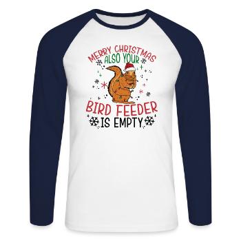 Merry Christmas Squirrel Humor Funny Witty - Unisex Long Sleeve Baseball T-Shirt - white/navy - Front - Nik (191cm)