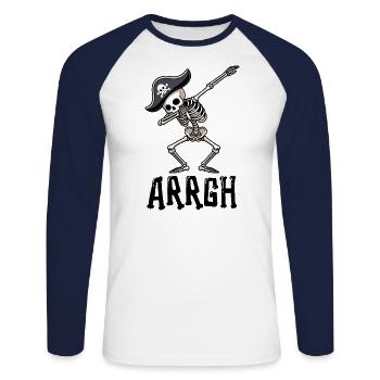 Halloween Pirate Dire Tenue Costume Arrgh - T-shirt baseball manches longues Homme - blanc/marine - Devant - Nik (191cm)
