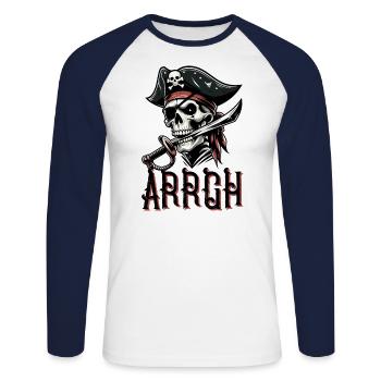 Halloween Pirate Dire Tenue Costume Arrgh - T-shirt baseball manches longues Homme - blanc/marine - Devant - Nik (191cm)