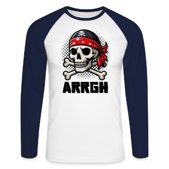 Halloween Pirate Dire Tenue Costume Arrgh - T-shirt baseball manches longues Homme - blanc/marine - Devant - Nik (191cm)