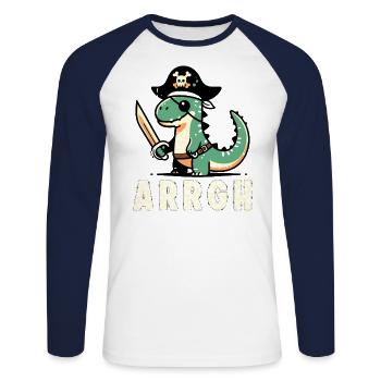 Halloween Pirate Dire Tenue Costume Arrgh - T-shirt baseball manches longues Homme - blanc/marine - Devant - Nik (191cm)