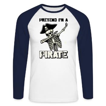 Halloween Pirate Dire Tenue Costume Arrgh - T-shirt baseball manches longues Homme - blanc/marine - Devant - Nik (191cm)