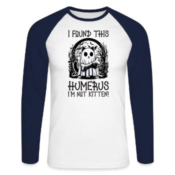 Halloween Cat Ghost Humor Saying Funny - Unisex Long Sleeve Baseball T-Shirt - white/navy - Front - Nik (191cm)