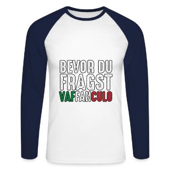 Italie Vaffanculo italien - T-shirt baseball manches longues Homme - blanc/marine - Devant - Nik (191cm)