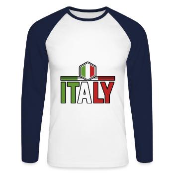 Italie Italien Italien Italie - T-shirt baseball manches longues Homme - blanc/marine - Devant - Nik (191cm)