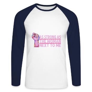 Female Power - T-shirt baseball manches longues Homme - blanc/marine - Devant - Nik (191cm)