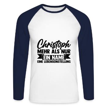 First name Chris Christoph - Unisex Long Sleeve Baseball T-Shirt - white/navy - Front - Nik (191cm)