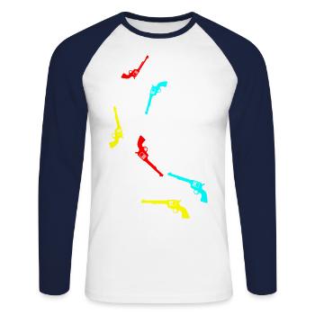 waffe pistole - Unisex Baseballshirt langarm - Weiß/Navy - Vorne - Nik (191cm)