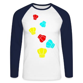 Symbole du chapeau de chef - T-shirt baseball manches longues Homme - blanc/marine - Devant - Nik (191cm)