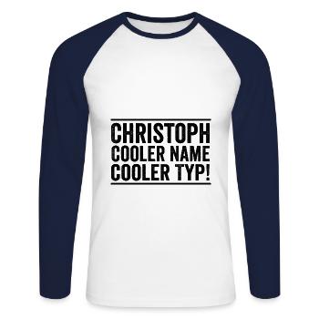 First name Chris Christoph - Unisex Long Sleeve Baseball T-Shirt - white/navy - Front - Nik (191cm)