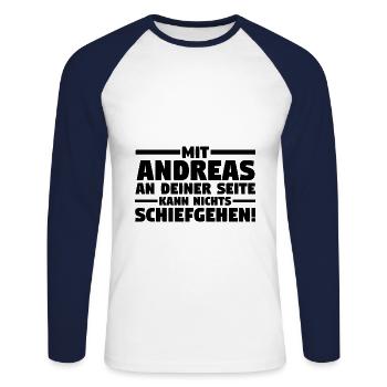 First name Andreas - Unisex Long Sleeve Baseball T-Shirt - white/navy - Front - Nik (191cm)