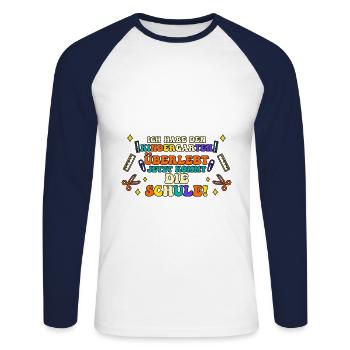 1 Grade School Child Back to School Kindergarten Kita E - Unisex Long Sleeve Baseball T-Shirt - white/navy - Front - Nik (191cm)