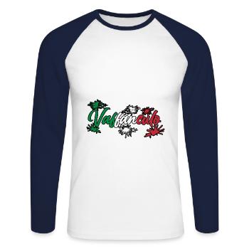 Italy Italian Vaffanculo - Unisex Long Sleeve Baseball T-Shirt - white/navy - Front - Nik (191cm)